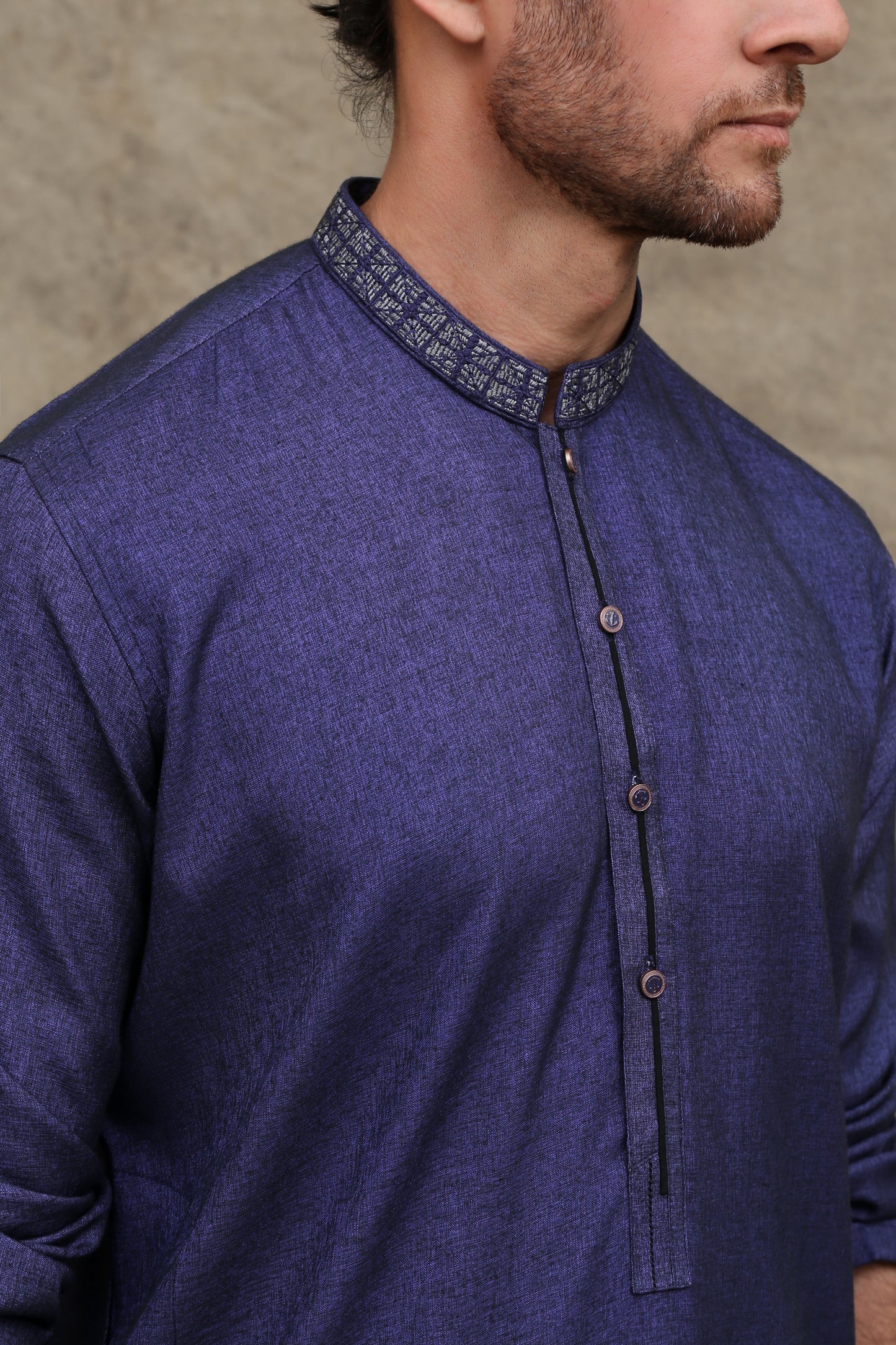 MIDNIGHT BLUE MEN'S WASH & WEAR KURTA