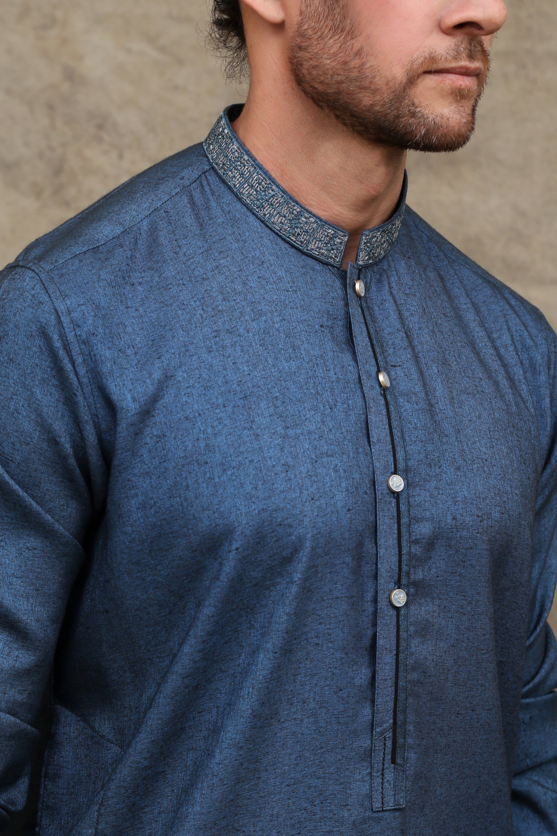 TRUE BLUE MEN'S COTTON KURTA | - maqsood.pk